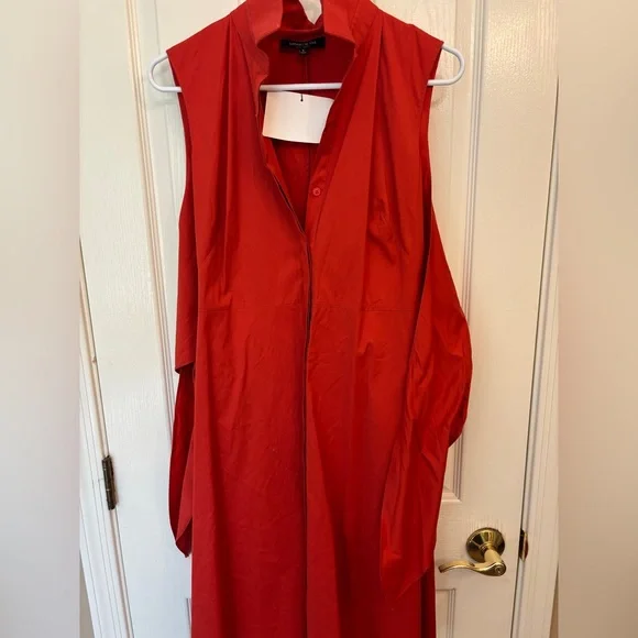 Lafayette 148 New York Red Sleeveless Shirtdress Small - Picture 4 of 5